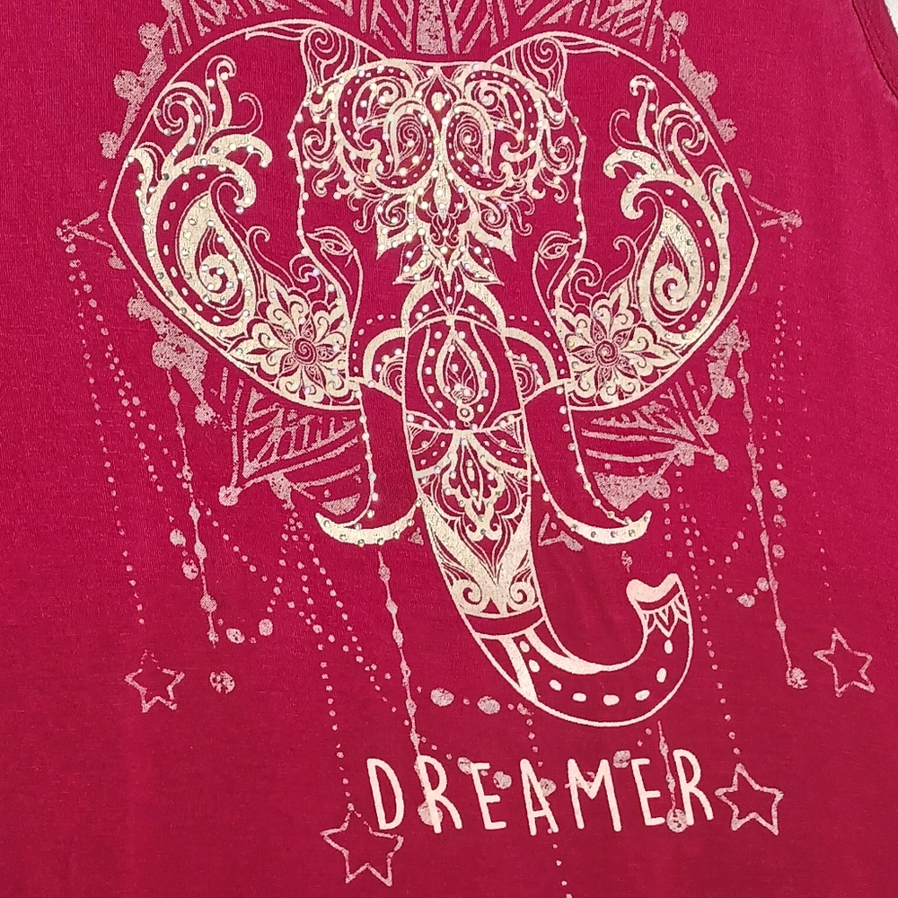 Sz XL Moon Child Womans Muscle Tank Top Shirt Dreamer Moon Stars Elephant Luck